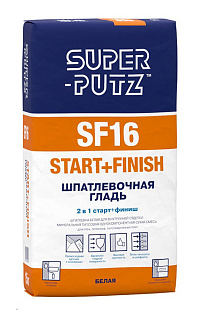 шпатлевочная гладь super-putz sf 16 start+finish, 15кг