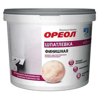 шпатлевка финишная "ореол" водно-дисперсионная полиакриловая для внутренних работ 4 кг, 460536505843